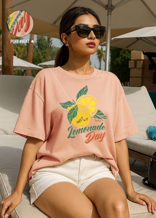 Lemonade Day Peach Mouse Oversized T-shirt For Women
