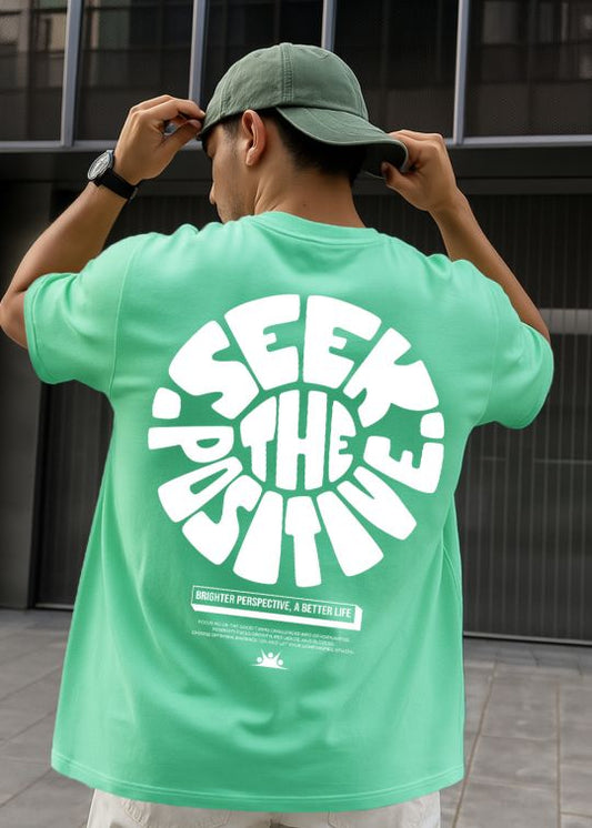 Seek The Positive Premium Mint Green Oversized T-shirt For Men