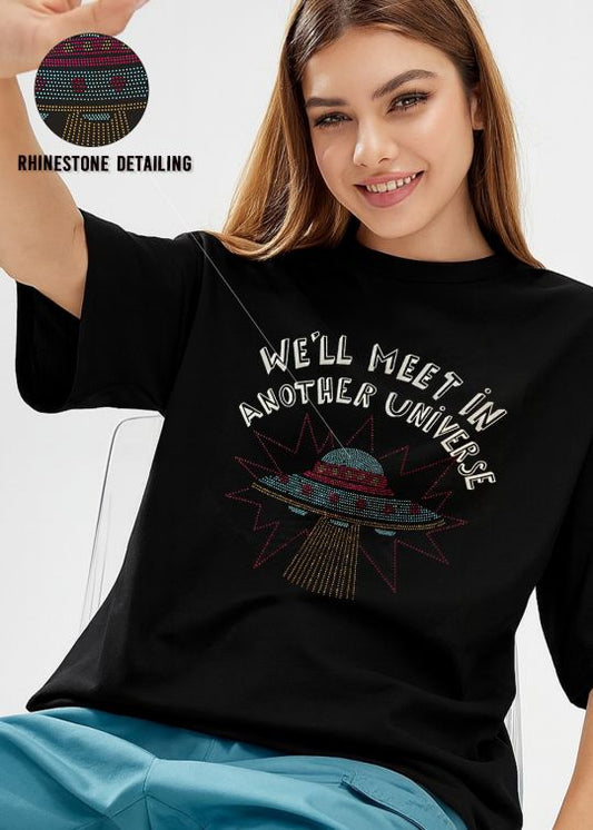 Another Universe Black Oversized T-shirt For Women