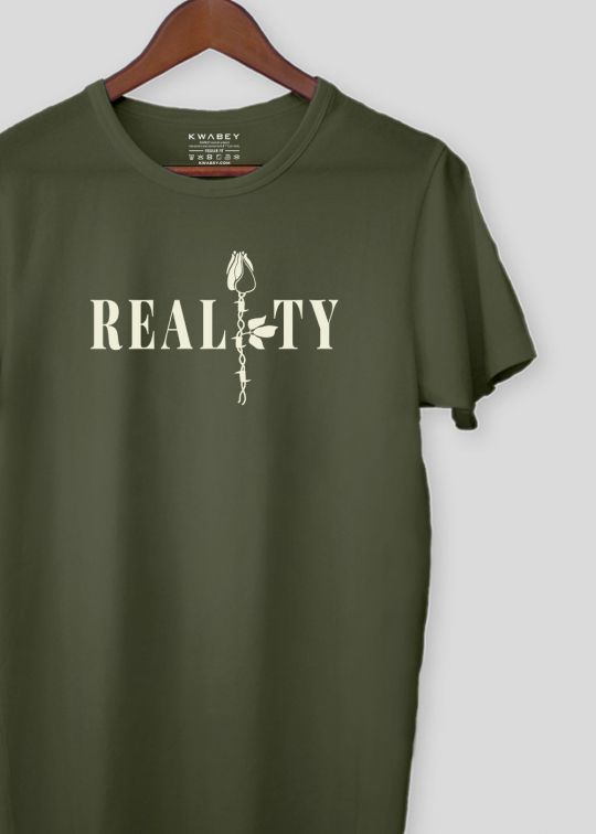 Reality Olive Half Sleeve T-shirt For Men
