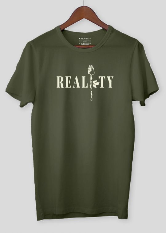 Reality Olive Half Sleeve T-shirt For Men