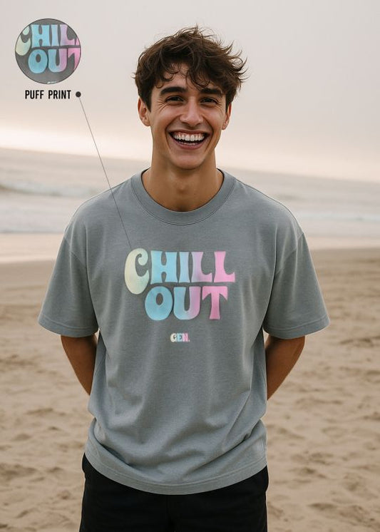 Chill Out Ombre Ultimate Grey Oversized T-shirt For Men