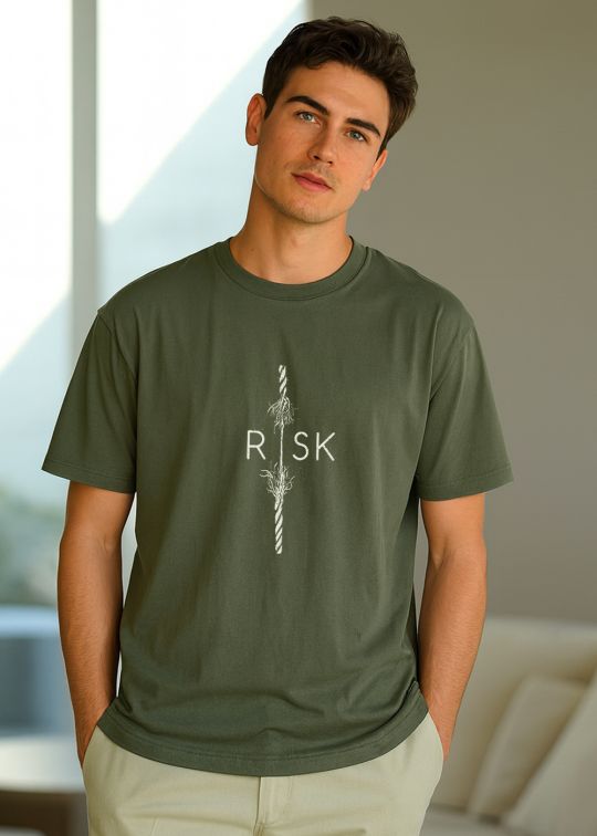 Risk Olive Half Sleeve T-shirt For Men