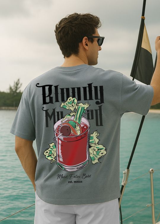 Bloody Martini Ultimate Grey Oversized T-shirt For Men