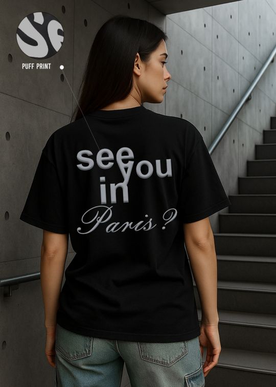 See You Paris Black Oversized T-shirt For Women