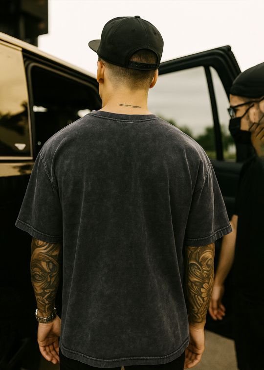 Nirvana Black Overdyed Oversized Men Half Sleeve T-shirt