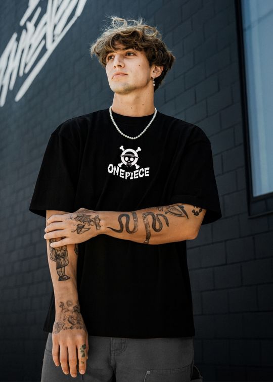One Piece Premium Oversized Black T-shirt For Men