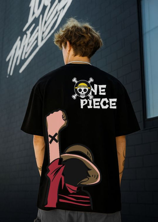 One Piece Premium Oversized Black T-shirt For Men