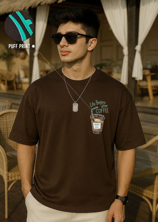 Life Begins After Coffee Premium Coffee Oversized T-shirt For Men