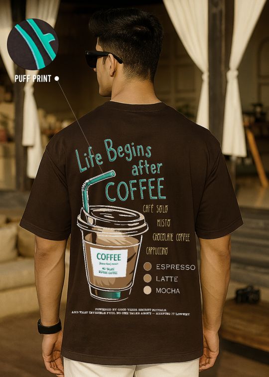 Life Begins After Coffee Premium Coffee Oversized T-shirt For Men