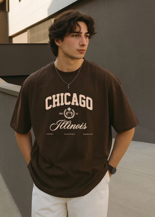 Chicago Illinois Premium Coffee Oversized T-shirt For Men