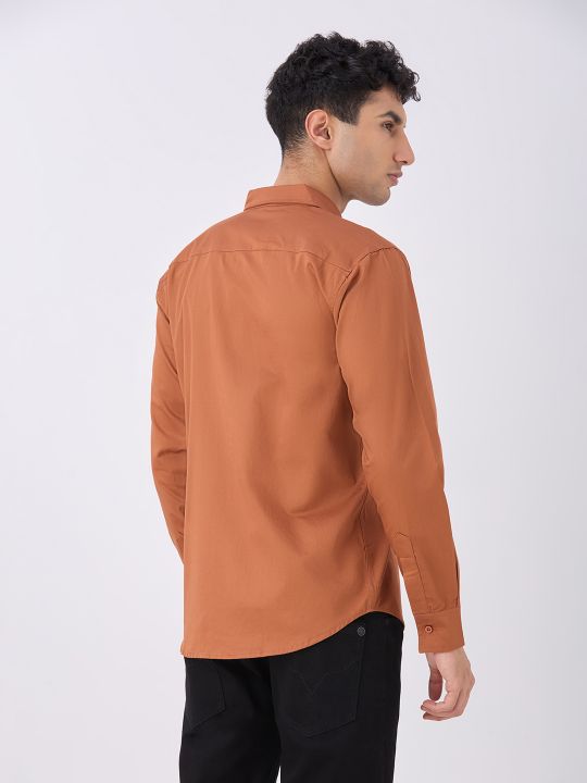 Men's Classic Rust Cotton Casual Shirt