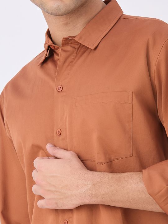 Men's Classic Rust Cotton Casual Shirt