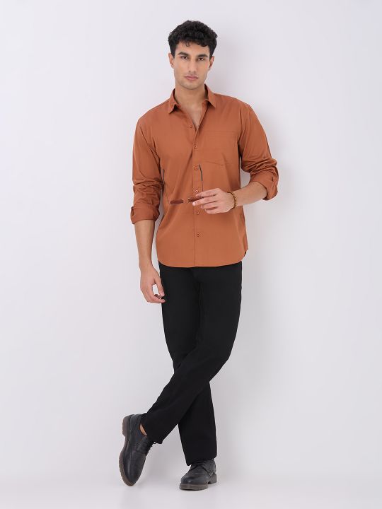 Men's Classic Rust Cotton Casual Shirt
