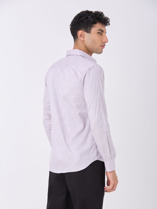 Lavender Micro Print Cotton Shirt with Long Sleeves