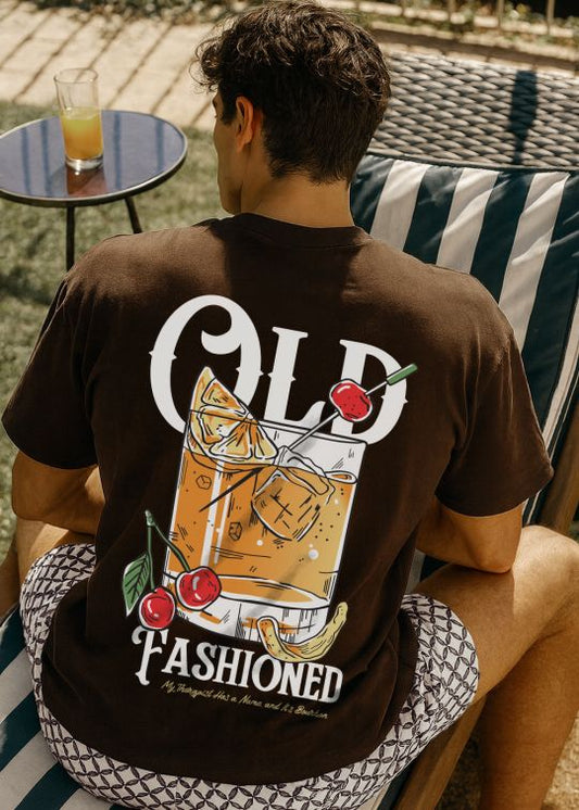 Old Fashioned Sip Premium Coffee Oversized T-shirt For Men