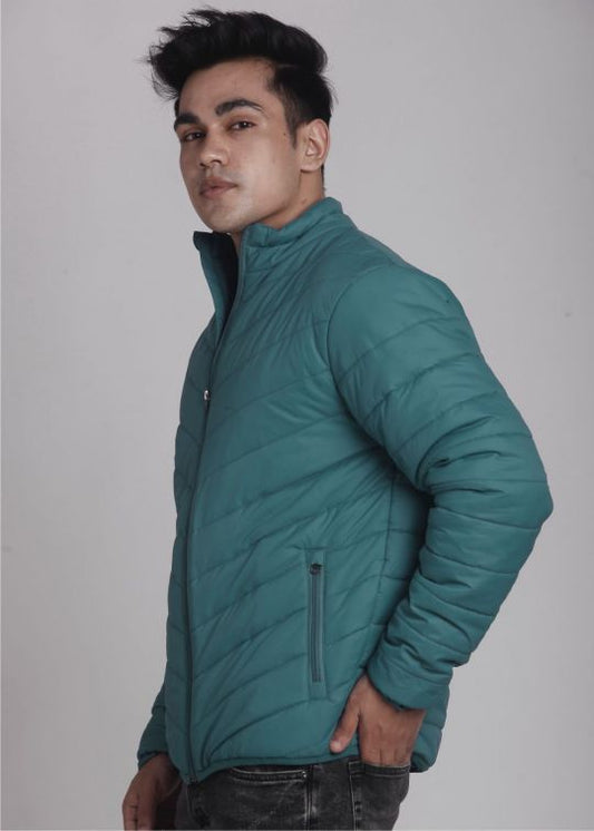 Turquoise Puffer Jacket For Men