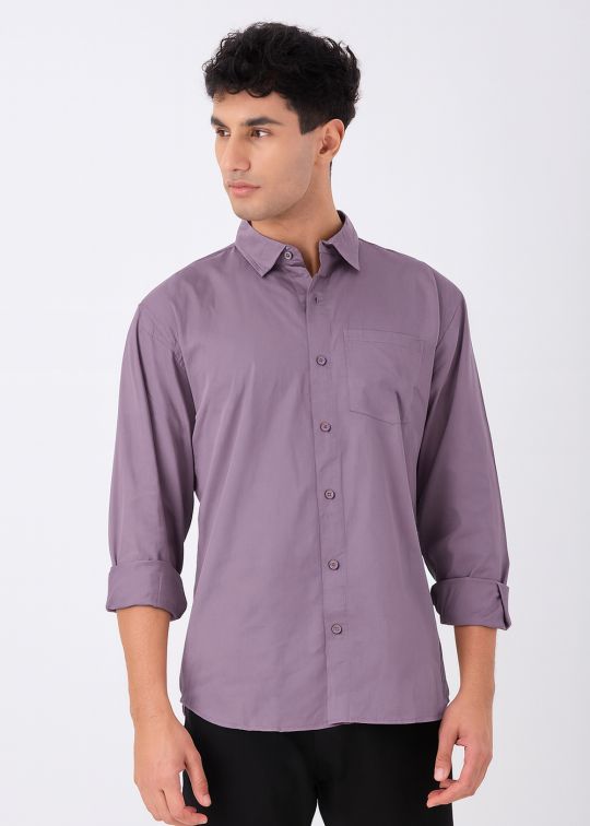 Men's Classic Purple Cotton Casual Shirt