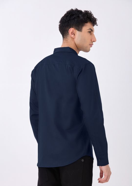 Men's Classic Navy Cotton Casual Shirt