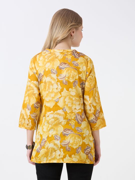 Gold Floral Kurta For Women