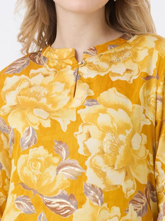 Gold Floral Kurta For Women