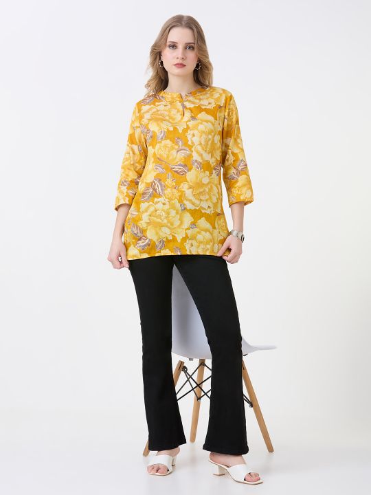 Gold Floral Kurta For Women