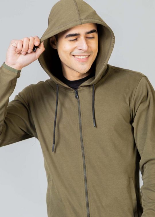 All Season Olive Green Hoodie Sweatshirt For Men