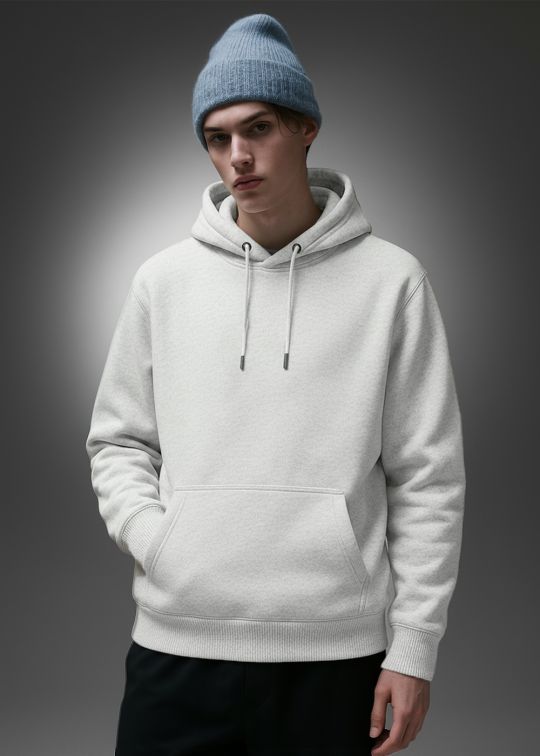 Men Campy Melange Relaxed Fit Hoodie With Kangaroo Pocket