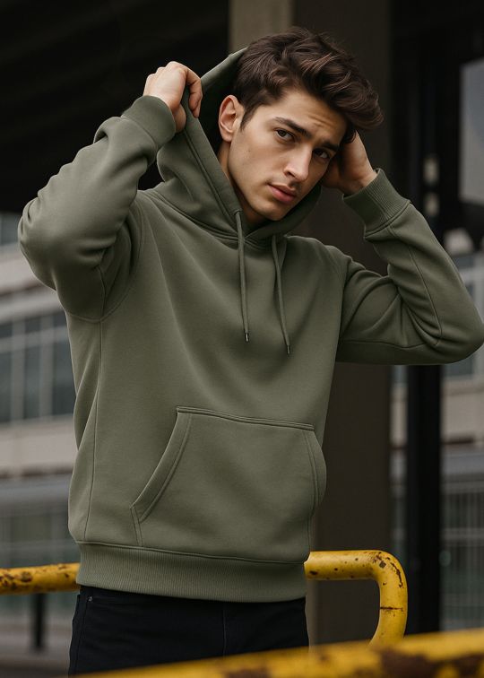 Men Mouse Relaxed Fit Hoodie With Kagaroo Pocket