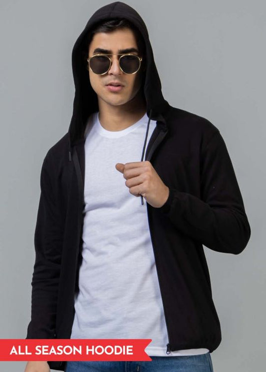 All Season Black Hoodie Sweatshirt For Men