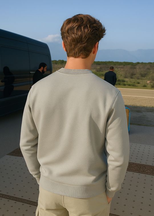 Men Mindset Beige Crew Neck Relaxed Fit Sweatshirt