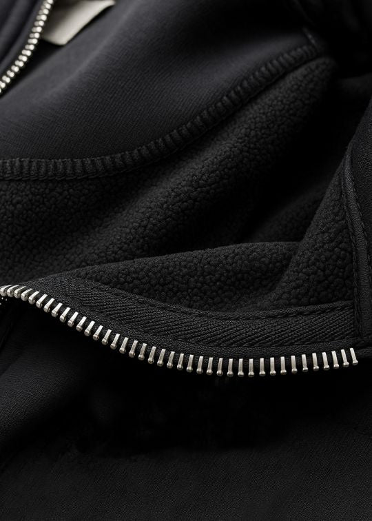 Men Black Half Zip Stand Collar Regular Sweatshirt