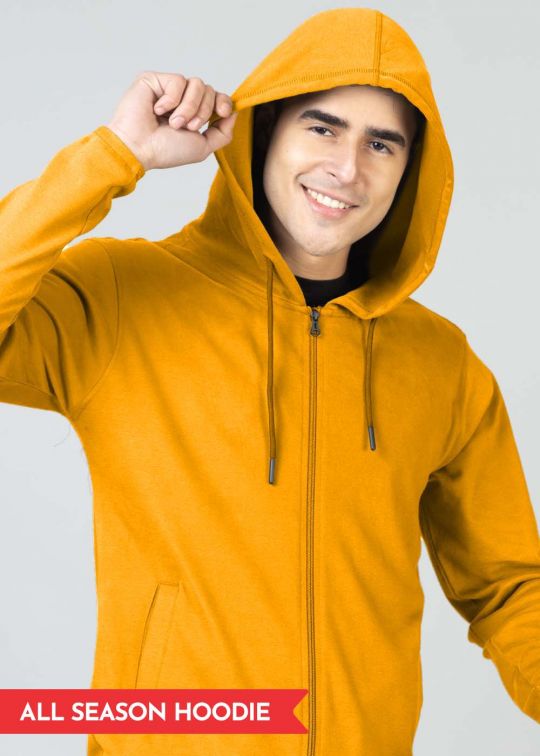 All Season Mustard Hoodie Sweatshirt For Men