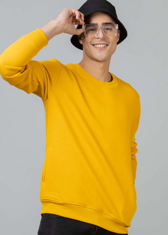 Basic Mustard Oversized Sweatshirt For Men