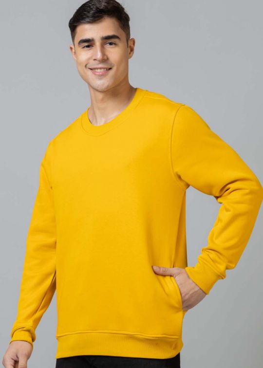 Basic Mustard Oversized Sweatshirt For Men