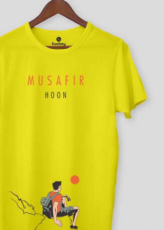 Musafir Hoon Pineapple Yellow Half Sleeve t-shirt For Men