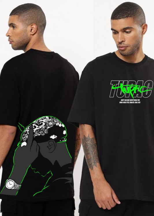 Tupac Black Oversized T-Shirt For Men