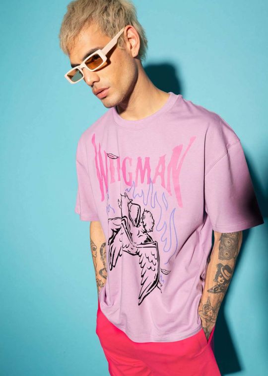 Wingman Lilac Oversized T-shirt For Men
