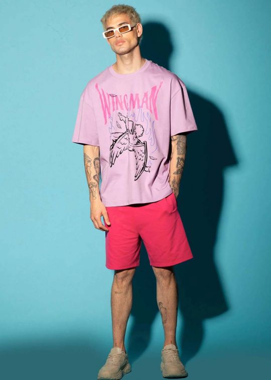 Wingman Lilac Oversized T-shirt For Men