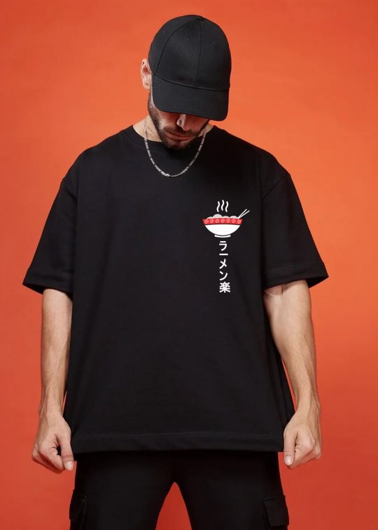 Ichiraku Black Oversized T-shirt For Men