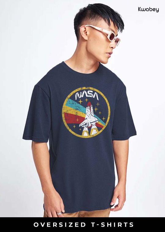 Nasa Rocket Navy Oversized T-Shirt For Men