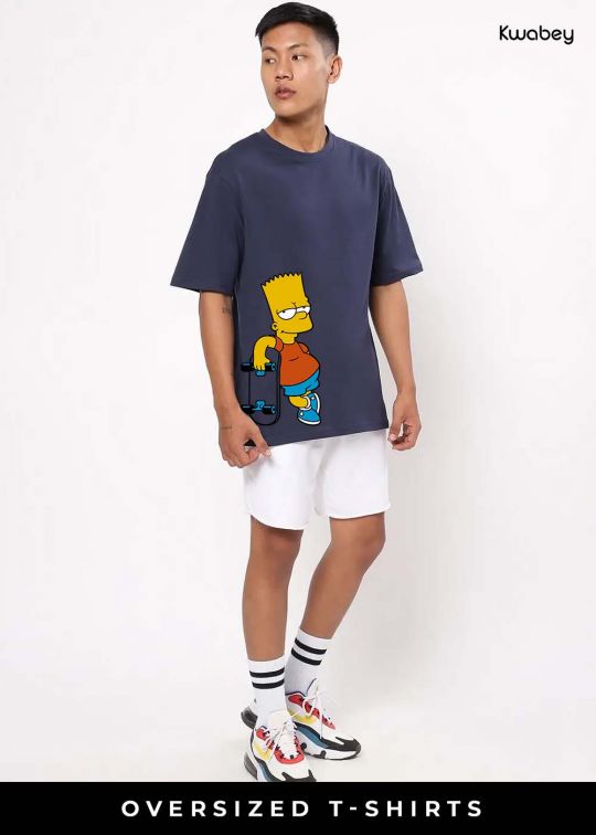 Simpson Skate Navy Oversized T-Shirt For Men