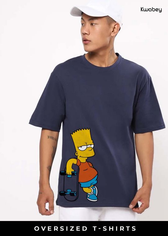 Simpson Skate Navy Oversized T-Shirt For Men