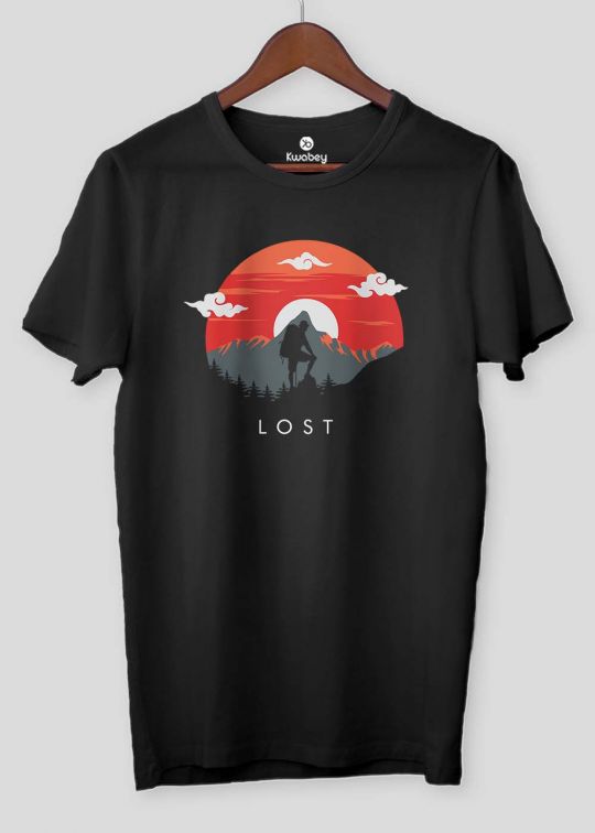Lost In Woods Black Half Sleeve t-shirt For Men