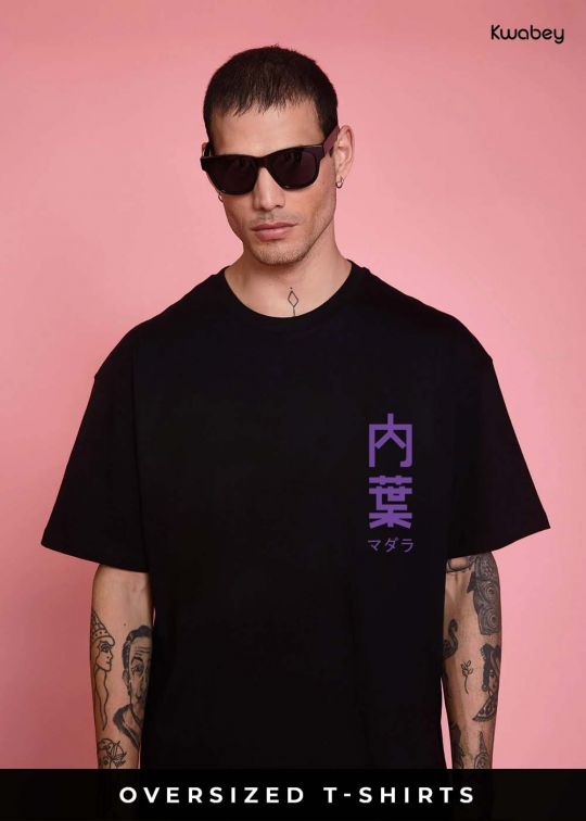 Uchiha Madara Poster Black Oversized T-Shirt For Men