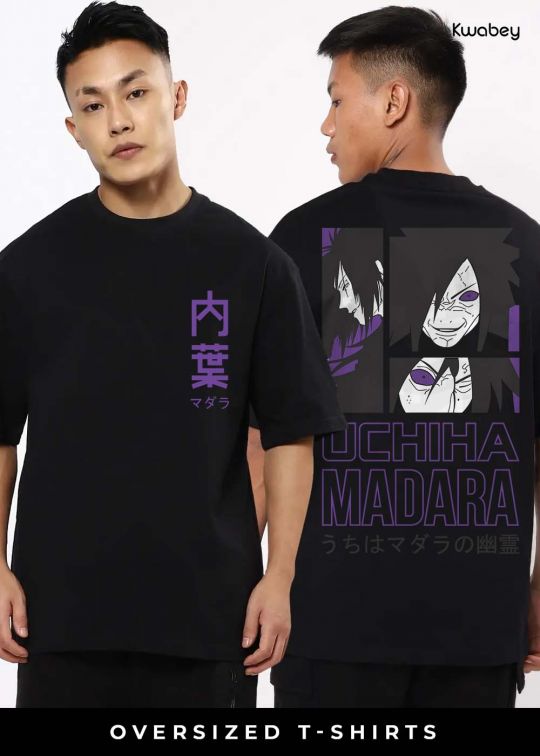 Uchiha Madara Poster Black Oversized T-Shirt For Men