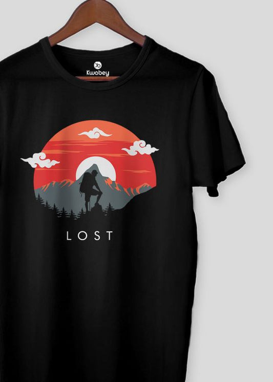 Lost In Woods Black Half Sleeve t-shirt For Men
