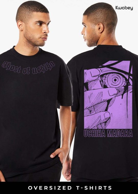 Ghost Of Uchiha Black Oversized T-Shirt For Men