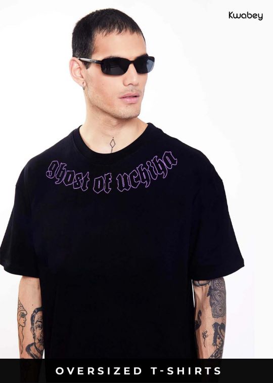 Ghost Of Uchiha Black Oversized T-Shirt For Men