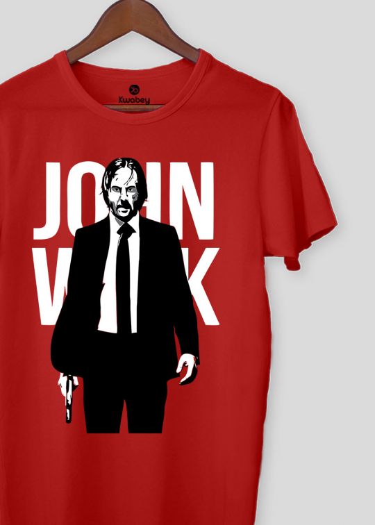 John Vick Red Half Sleeve T-shirt For Men